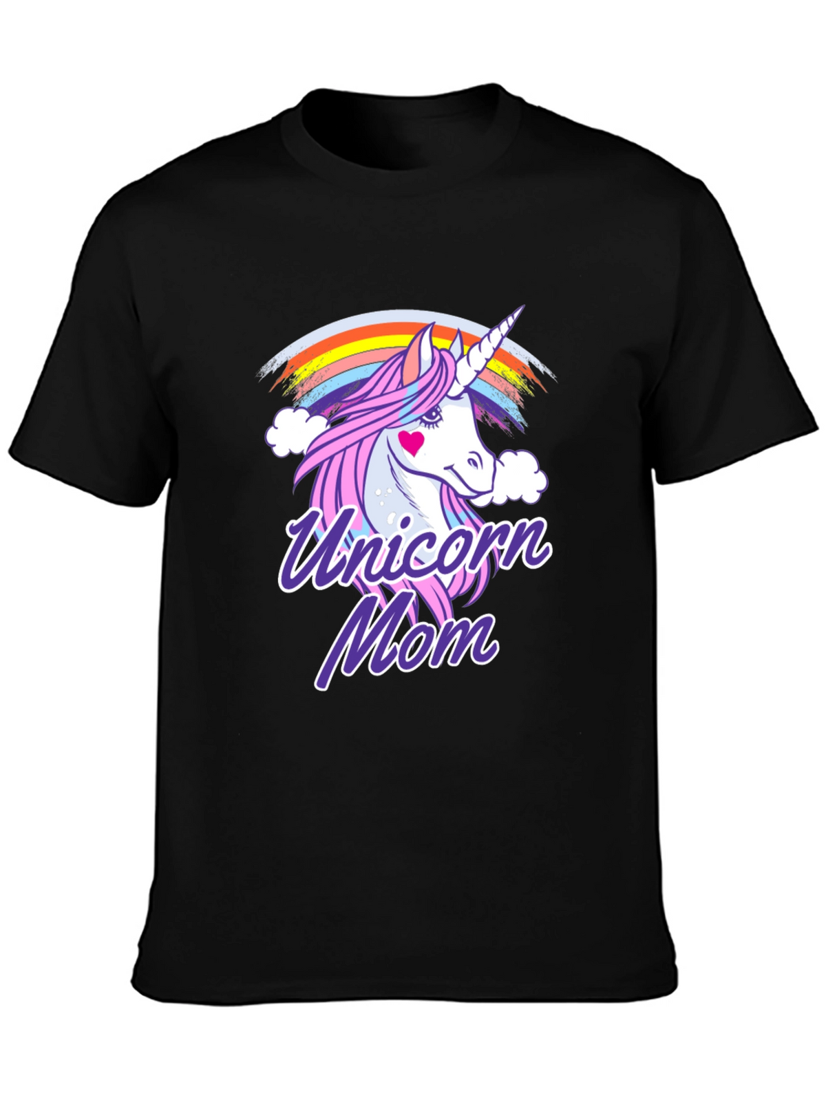 Unicorn Mom Graphic T-Shirt - Cute Rainbow Design