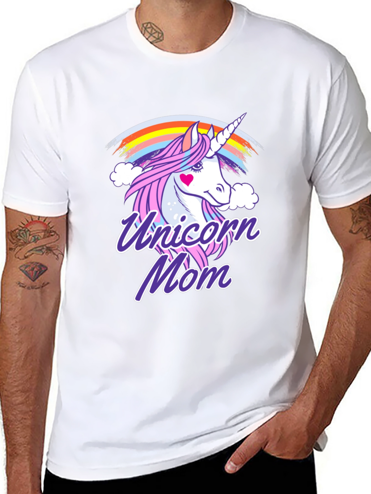 Unicorn Mom Graphic T-Shirt - Cute Rainbow Design