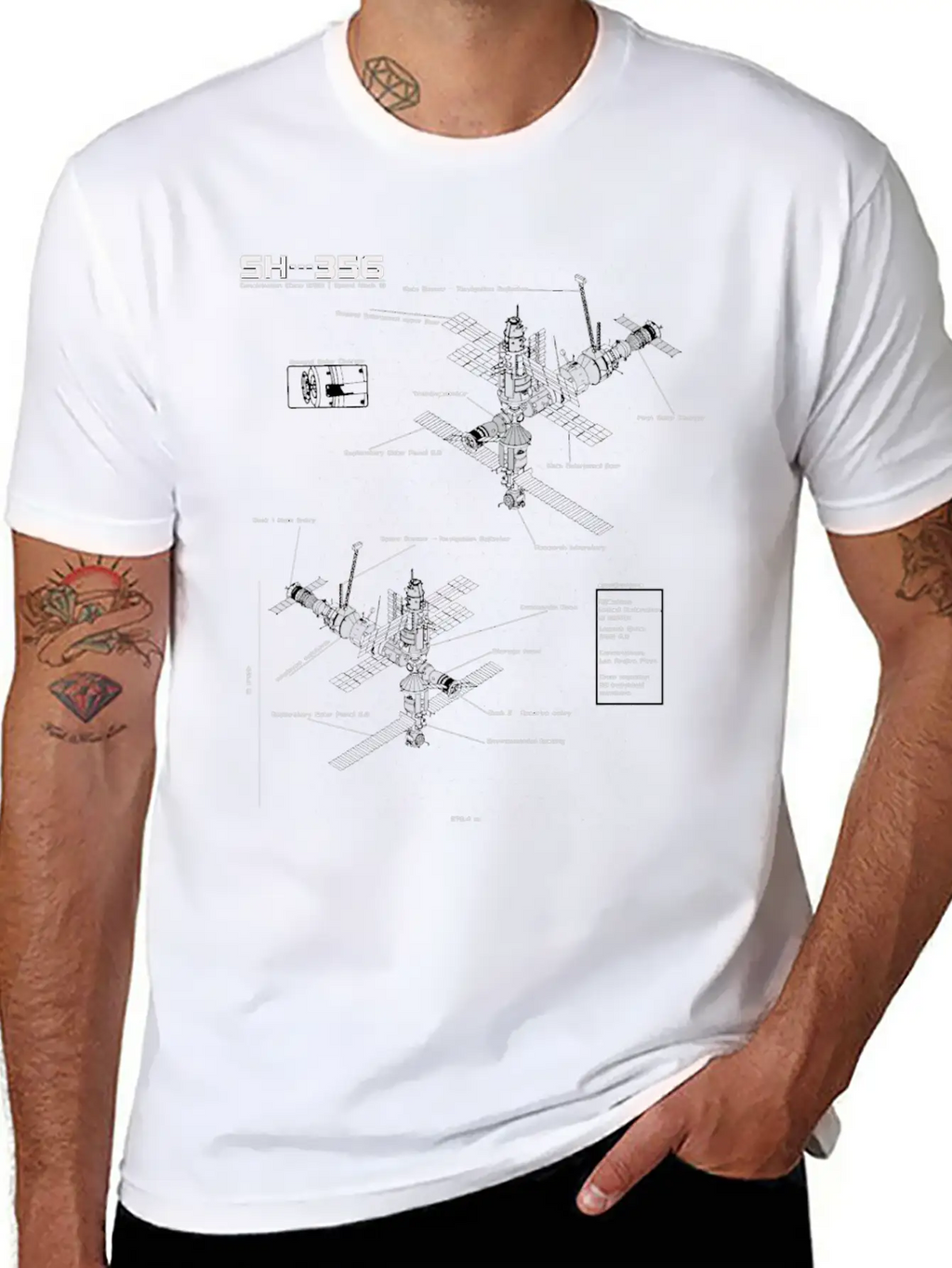 SH --- 356 Blueprint Spaceship Base Earth Stylish Everyday T-Shirt – Unisex Basic Cotton Tee