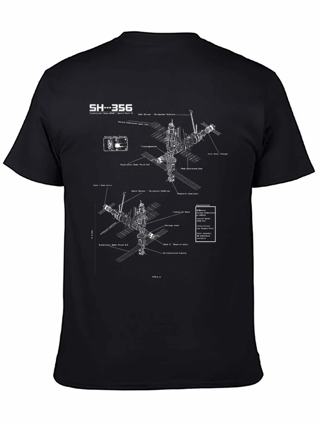 SH --- 356 Blueprint Spaceship Base Earth Stylish Everyday T-Shirt – Unisex Basic Cotton Tee