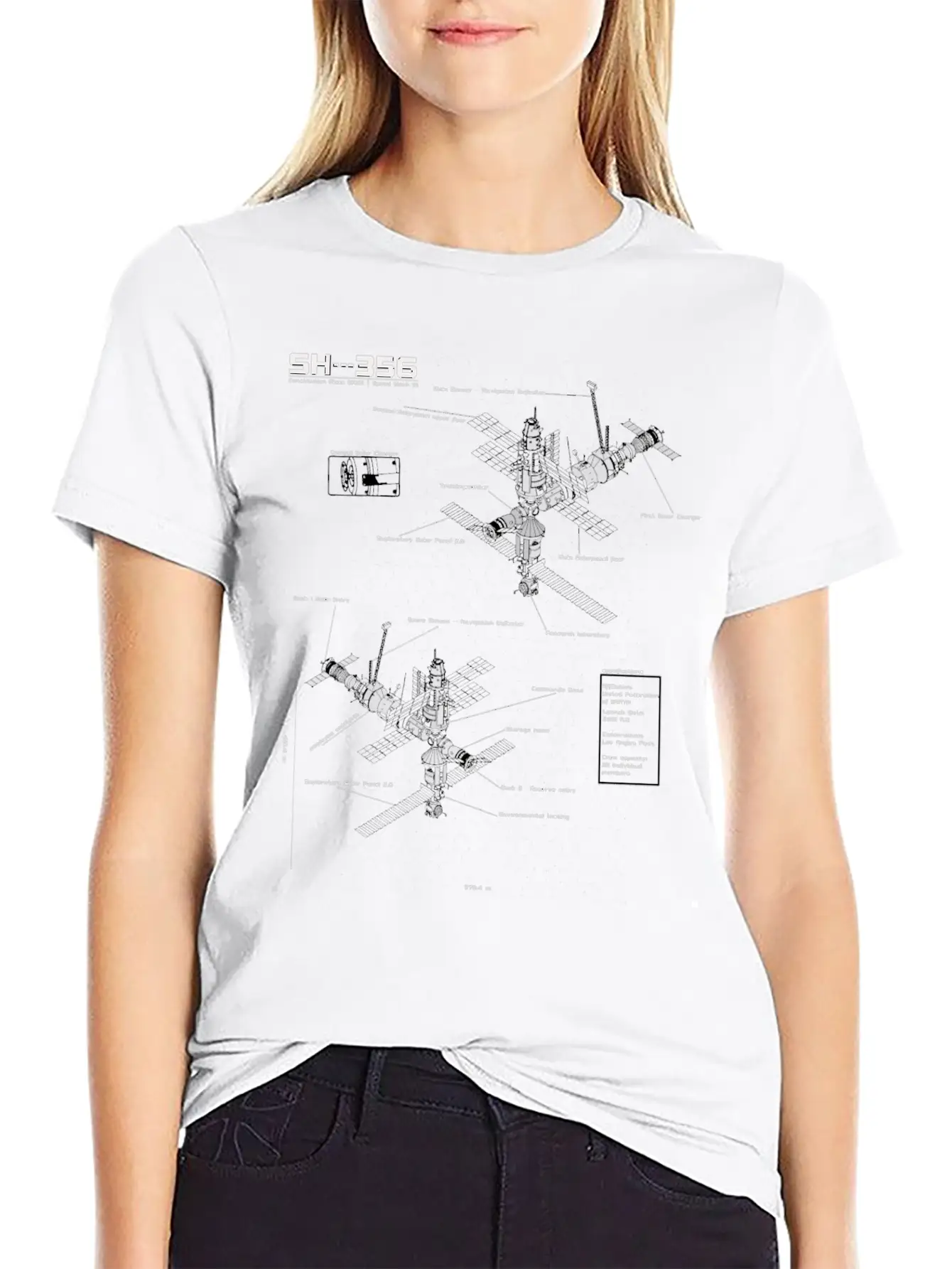 SH --- 356 Blueprint Spaceship Base Earth Stylish Everyday T-Shirt – Unisex Basic Cotton Tee
