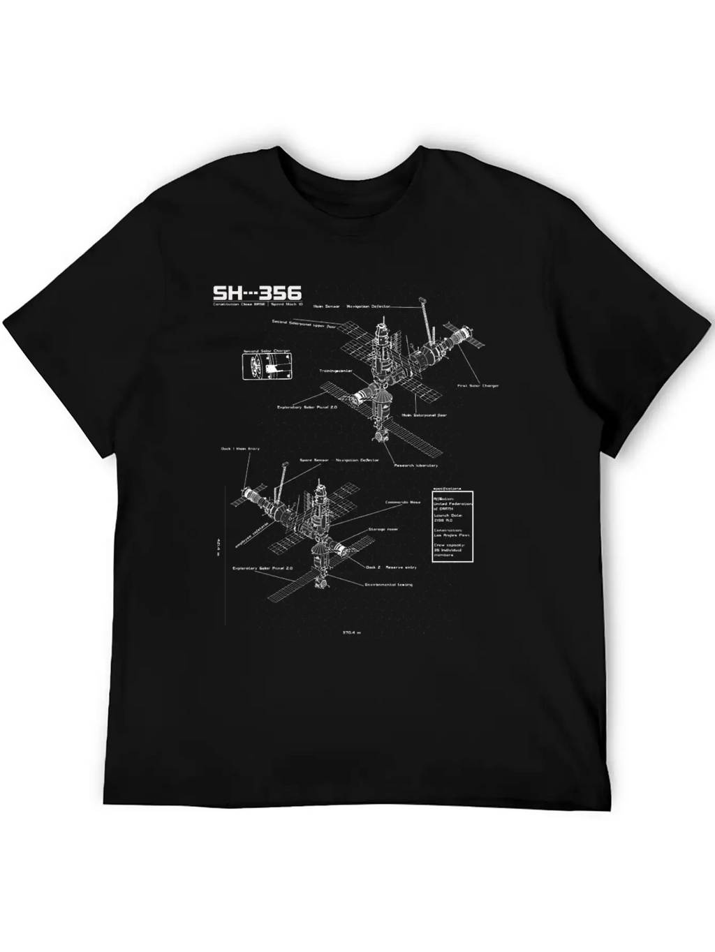 SH --- 356 Blueprint Spaceship Base Earth Stylish Everyday T-Shirt – Unisex Basic Cotton Tee