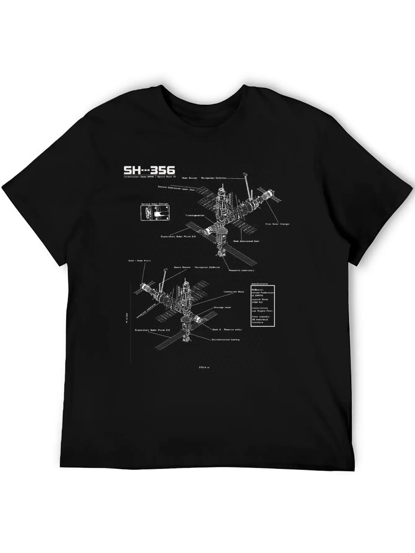 SH --- 356 Blueprint Spaceship Base Earth Stylish Everyday T-Shirt – Unisex Basic Cotton Tee
