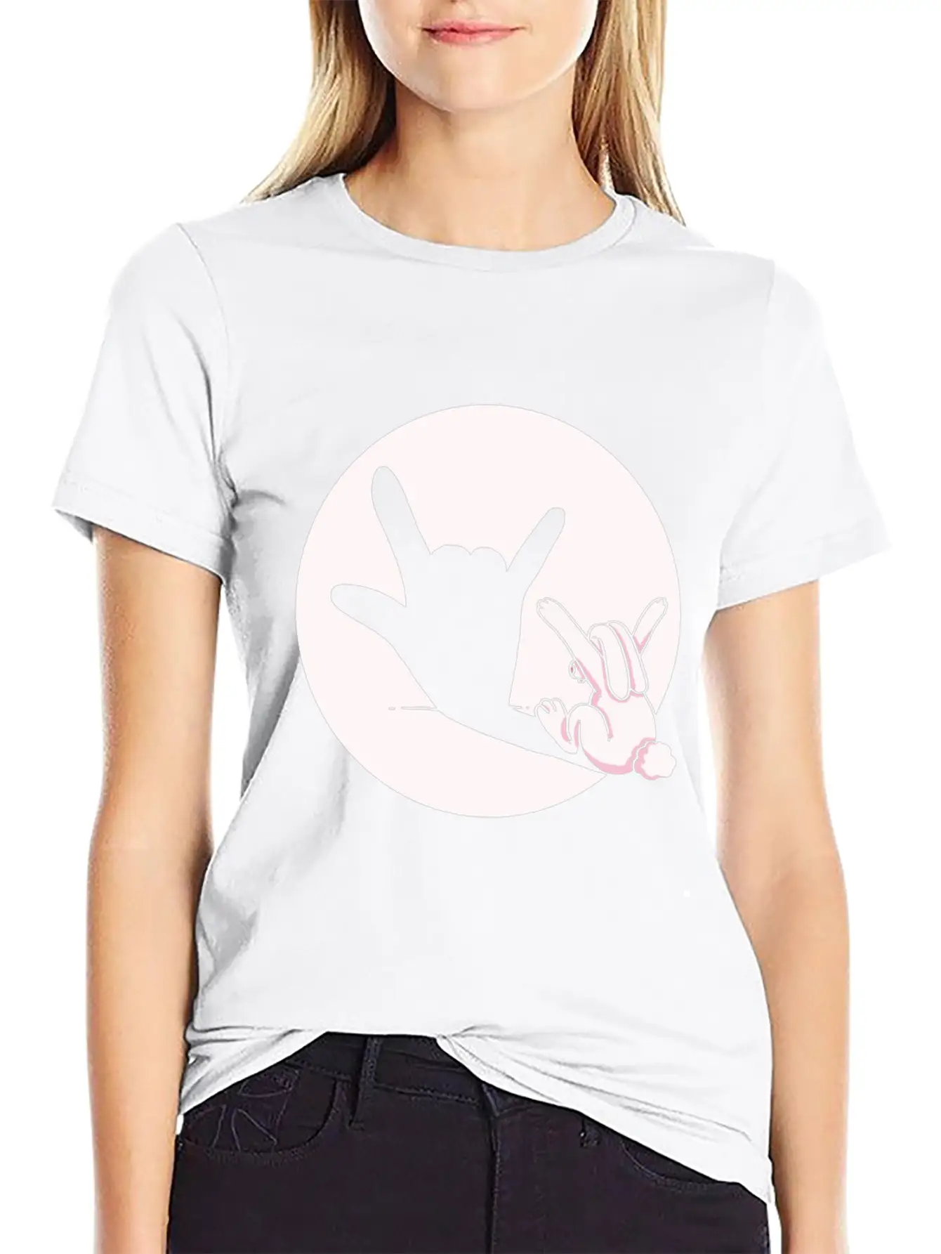 Shadow Bunny Cool Hand Gesture Gift Idea Timeless Short Sleeve Tee – Comfy And Minimalist Design