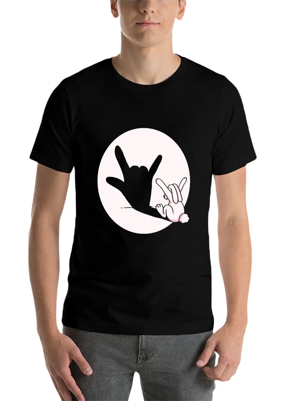 Shadow Bunny Cool Hand Gesture Gift Idea Timeless Short Sleeve Tee – Comfy And Minimalist Design