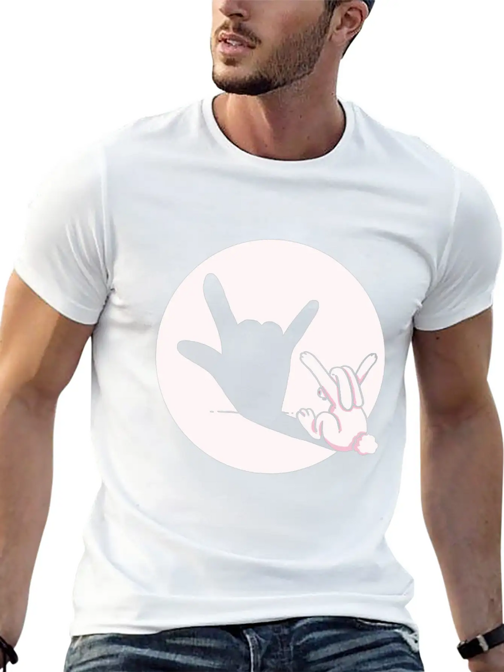 Shadow Bunny Cool Hand Gesture Gift Idea Timeless Short Sleeve Tee – Comfy And Minimalist Design