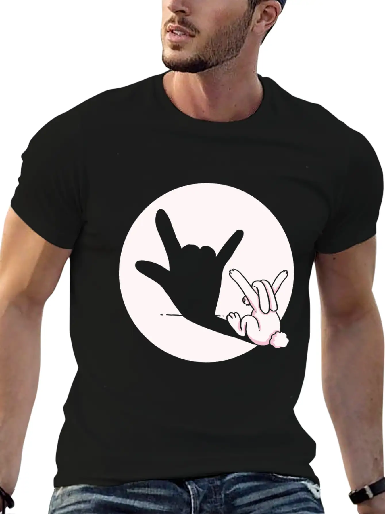 Shadow Bunny Cool Hand Gesture Gift Idea Timeless Short Sleeve Tee – Comfy And Minimalist Design