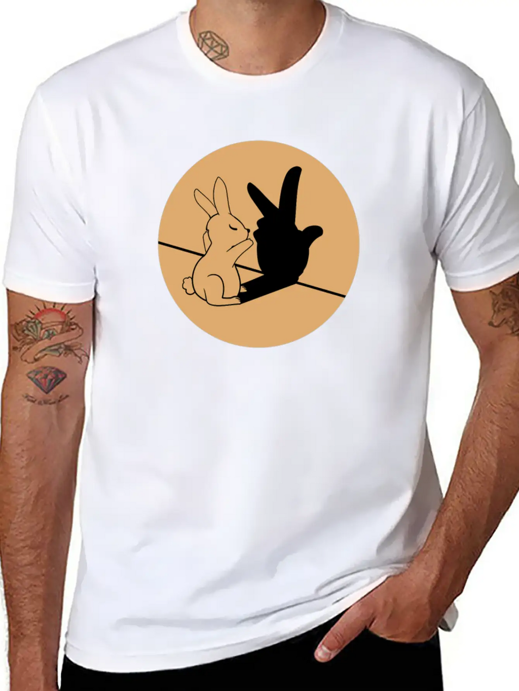 Shadows Hands Cool Art Bunny Gift Idea Breathable Graphic T-Shirt – Perfect For Casual Days