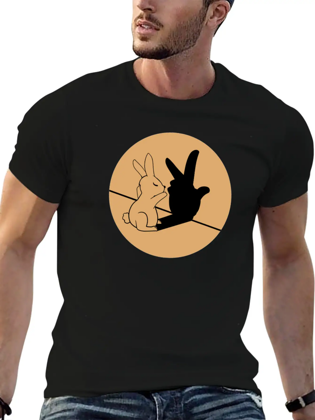 Shadows Hands Cool Art Bunny Gift Idea Breathable Graphic T-Shirt – Perfect For Casual Days