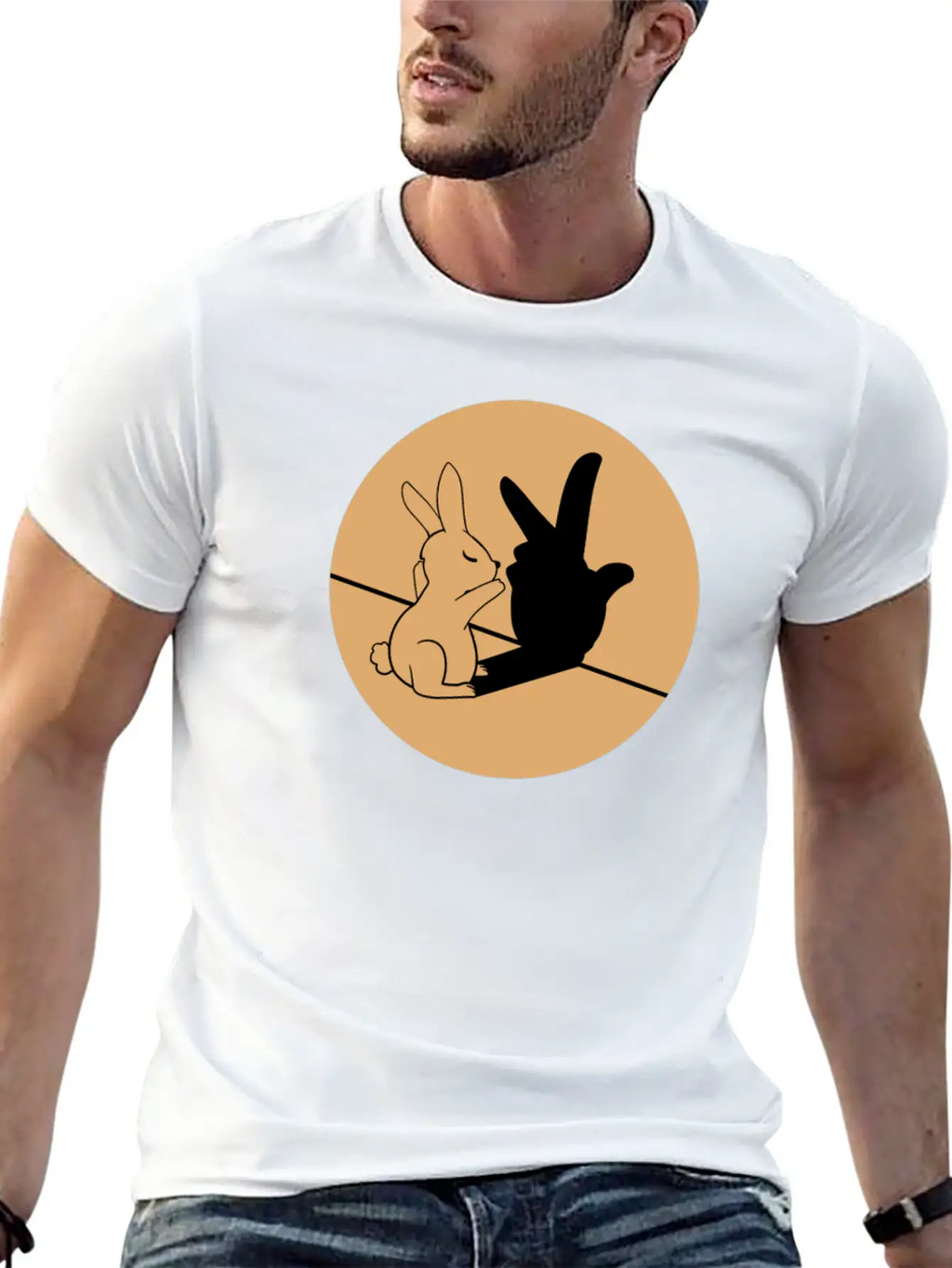 Shadows Hands Cool Art Bunny Gift Idea Breathable Graphic T-Shirt – Perfect For Casual Days