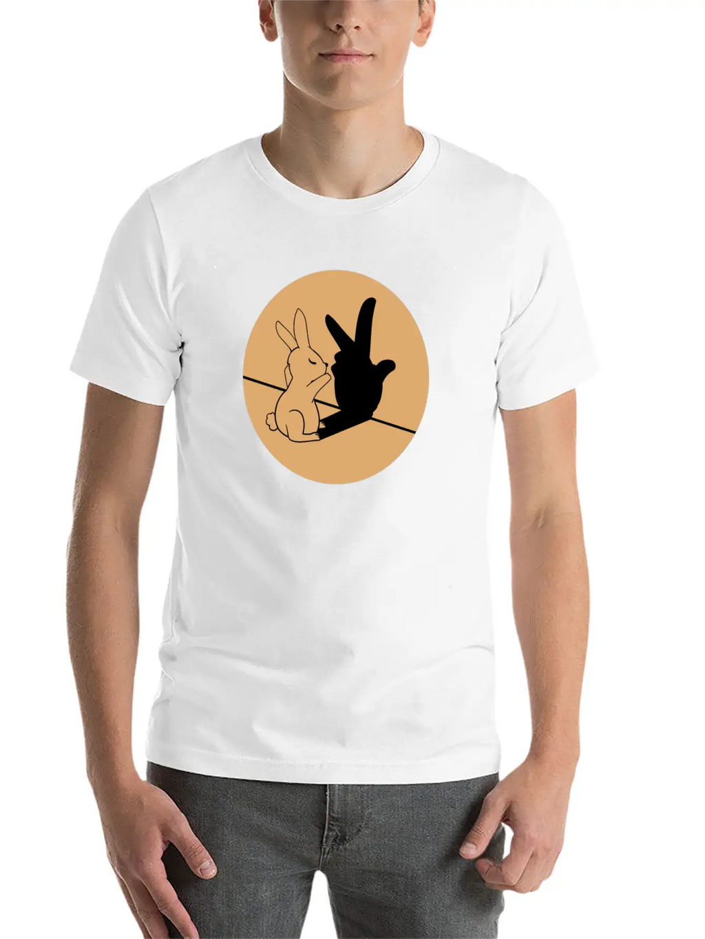 Shadows Hands Cool Art Bunny Gift Idea Breathable Graphic T-Shirt – Perfect For Casual Days