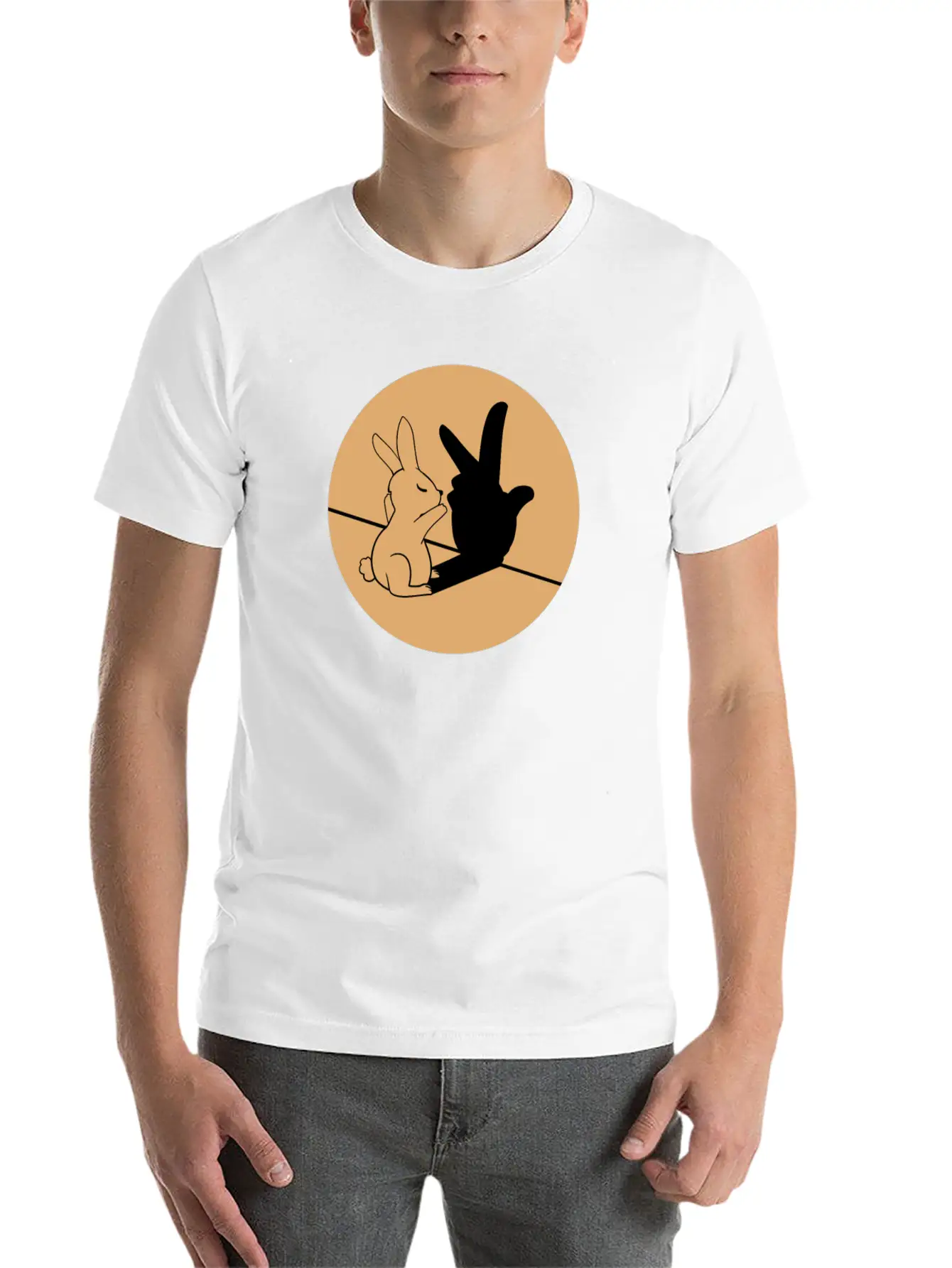 Shadows Hands Cool Art Bunny Gift Idea Breathable Graphic T-Shirt – Perfect For Casual Days