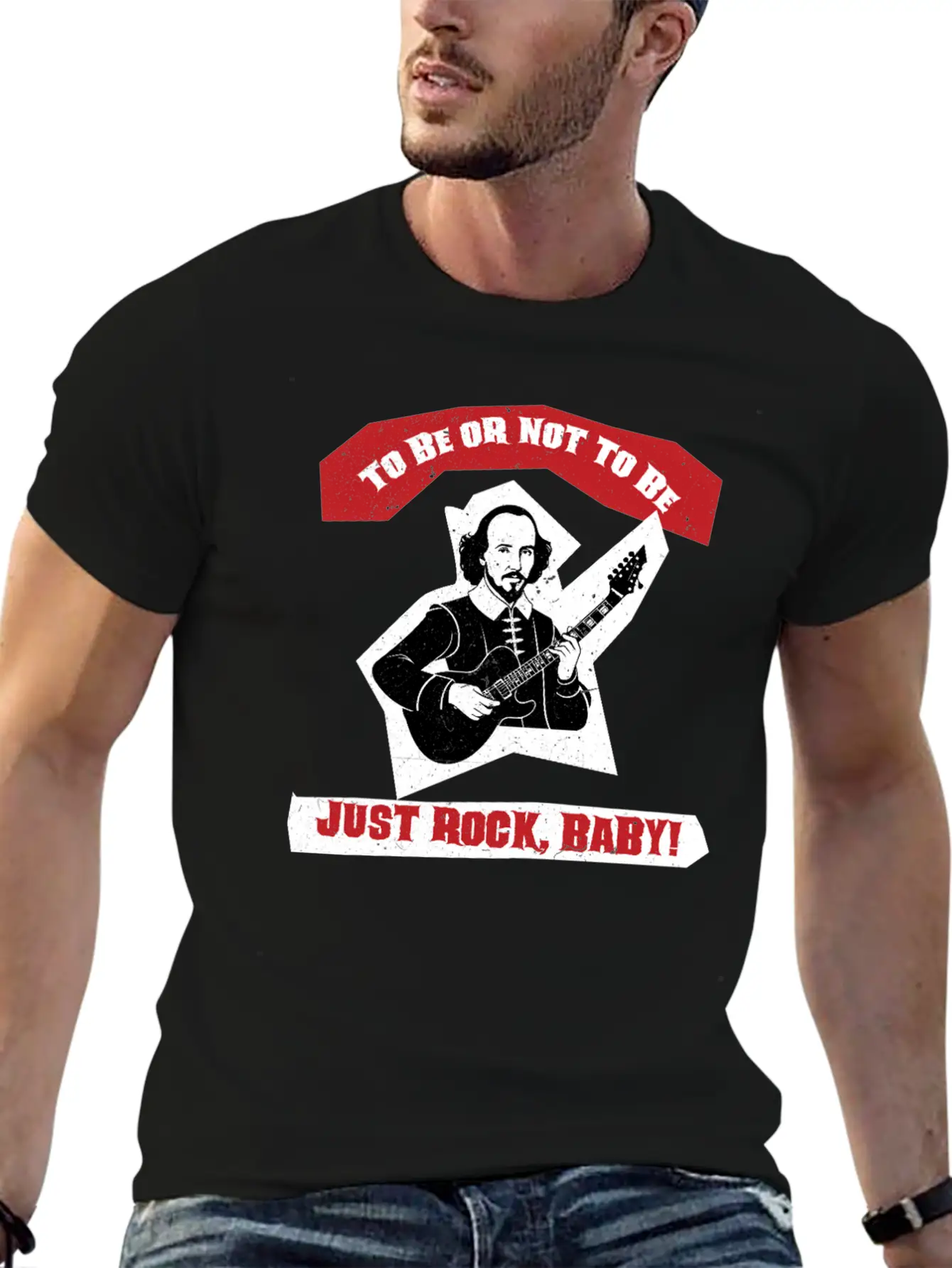 : Shakespeare Guitar Rock Hamlet Unisex Casual T-Shirt – Clean Design For Daily Comfort