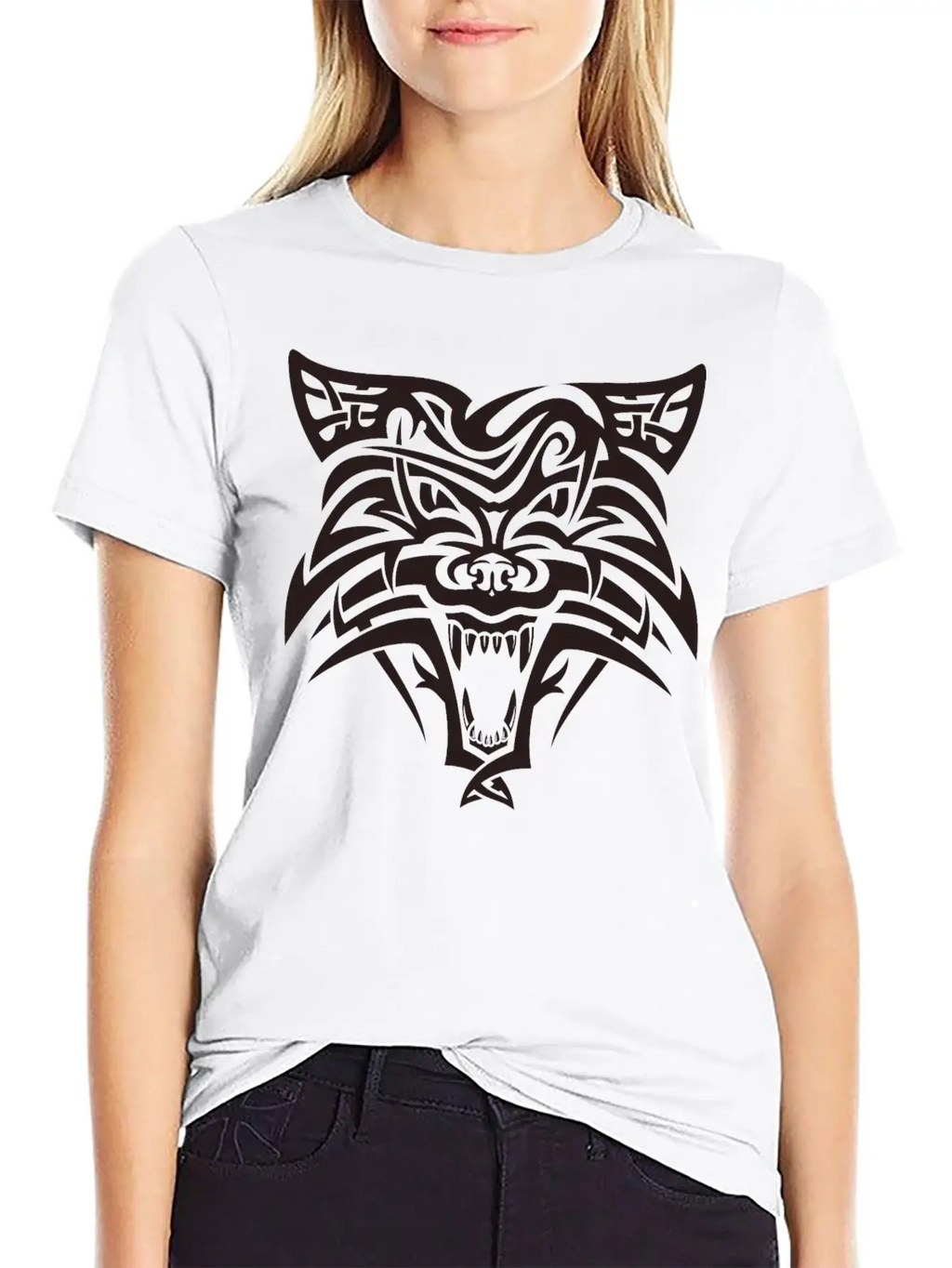 Shape Wolf Head Cool Tattoo Animal Vector Image Basic Graphic T-Shirt – Daily Comfort In Soft Cotton