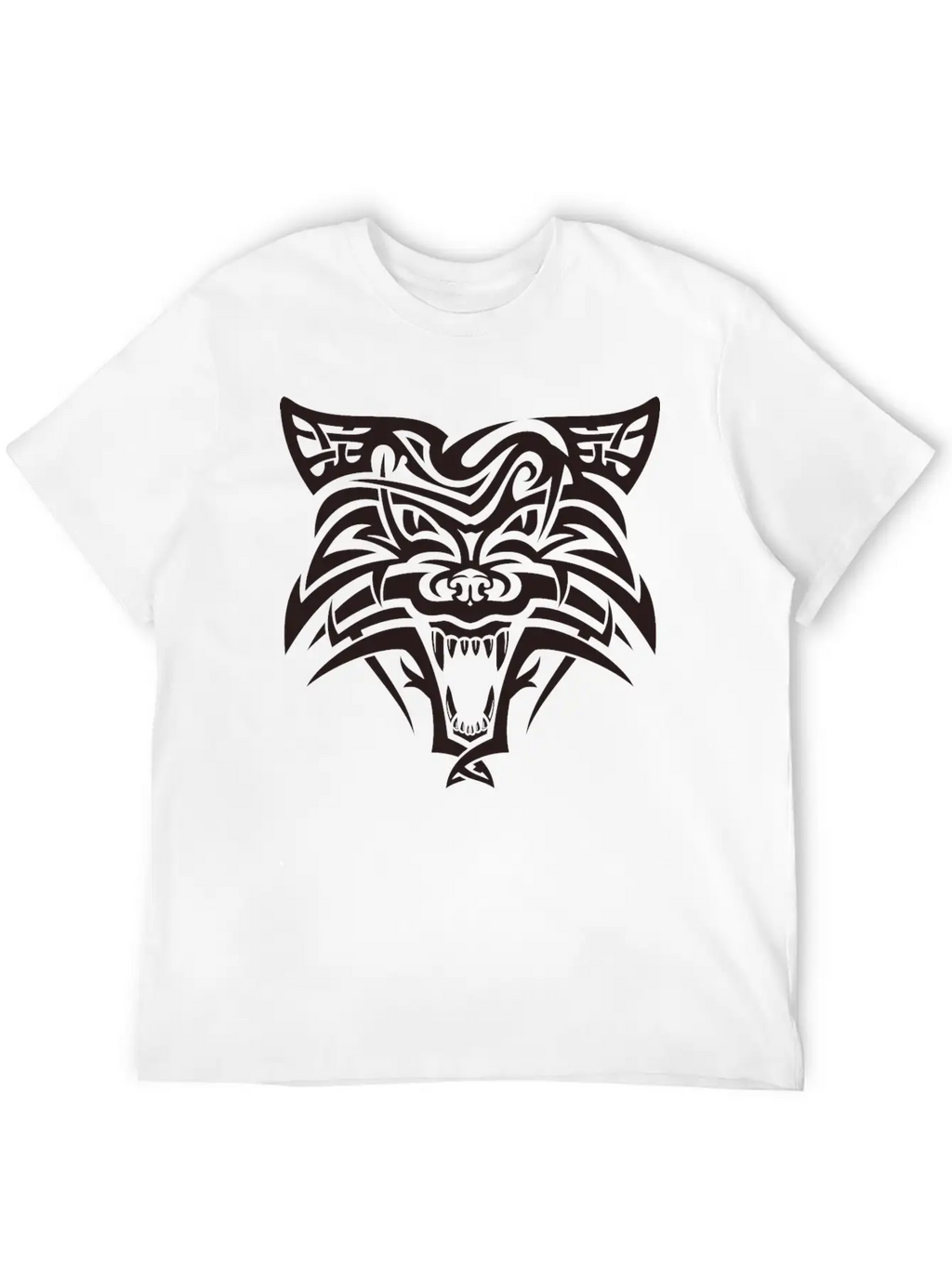 Shape Wolf Head Cool Tattoo Animal Vector Image Basic Graphic T-Shirt – Daily Comfort In Soft Cotton