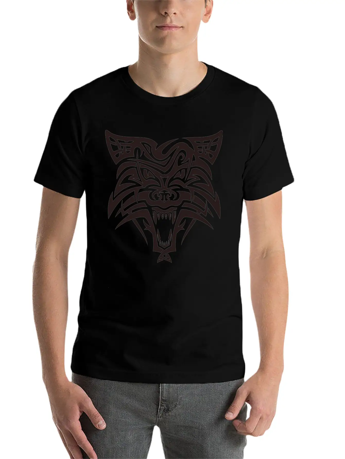 Shape Wolf Head Cool Tattoo Animal Vector Image Basic Graphic T-Shirt – Daily Comfort In Soft Cotton