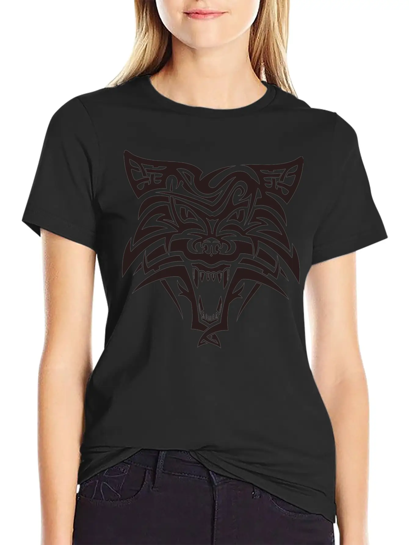 Shape Wolf Head Cool Tattoo Animal Vector Image Basic Graphic T-Shirt – Daily Comfort In Soft Cotton
