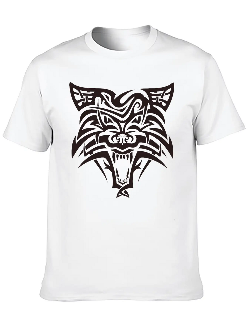 Shape Wolf Head Cool Tattoo Animal Vector Image Basic Graphic T-Shirt – Daily Comfort In Soft Cotton