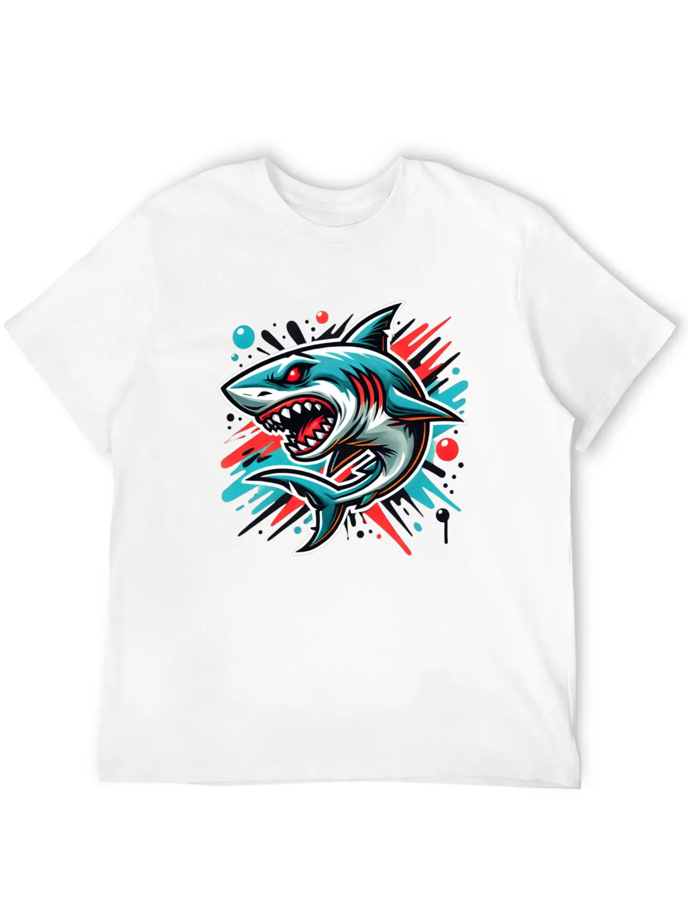 Shark Graffiti Oldschool Essential Cotton Tee For Daily Outfits – Unisex Style