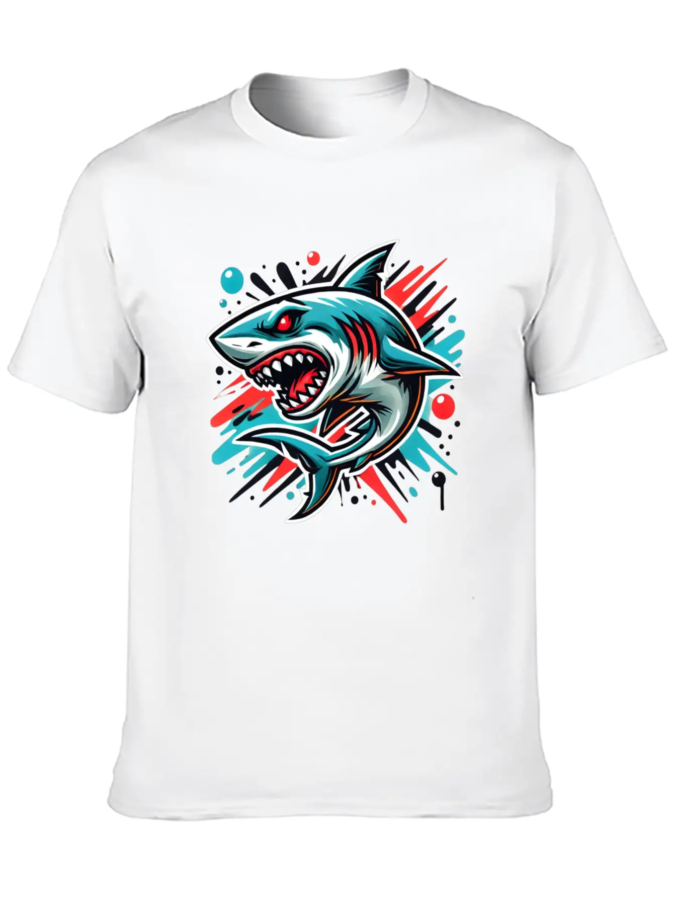 Shark Graffiti Oldschool Essential Cotton Tee For Daily Outfits – Unisex Style