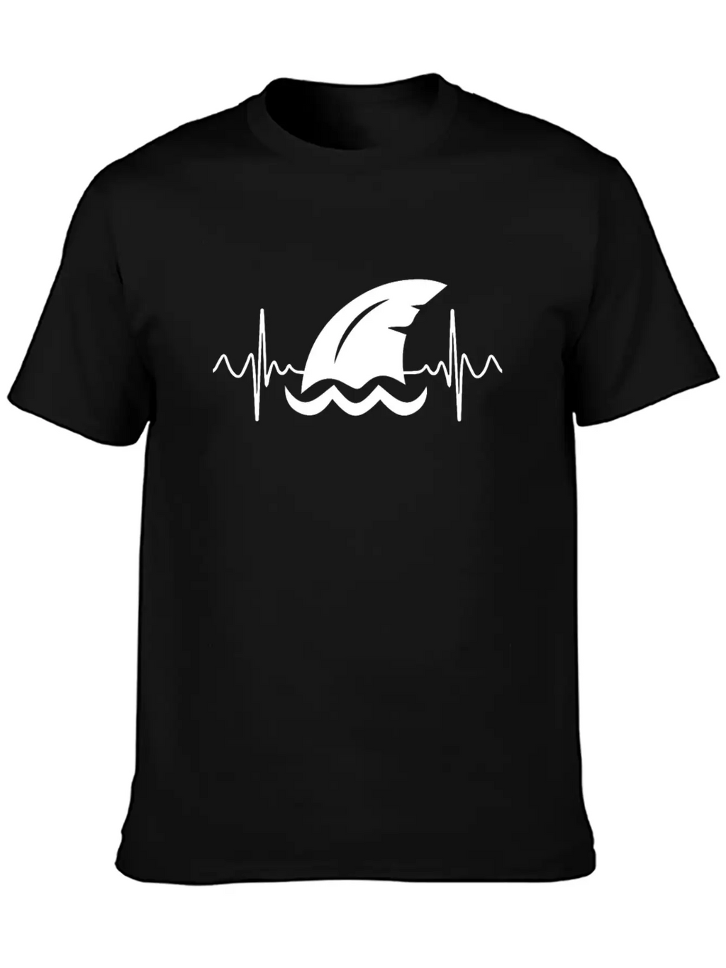 Shark Heart Line Diver Shark Fin Heartbeat Basic Graphic T-Shirt – Daily Comfort In Soft Cotton