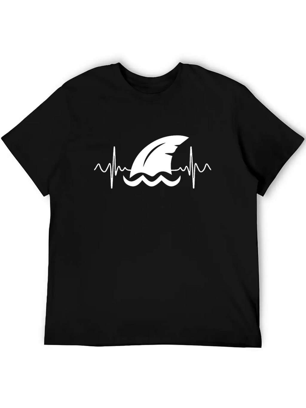 Shark Heart Line Diver Shark Fin Heartbeat Basic Graphic T-Shirt – Daily Comfort In Soft Cotton
