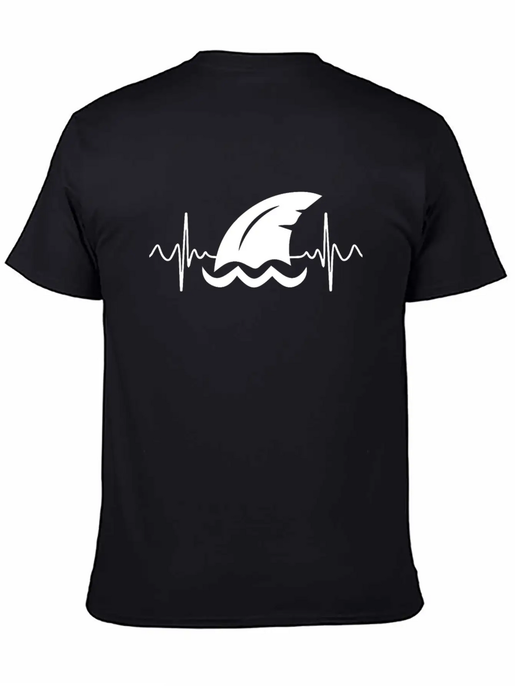 Shark Heart Line Diver Shark Fin Heartbeat Basic Graphic T-Shirt – Daily Comfort In Soft Cotton
