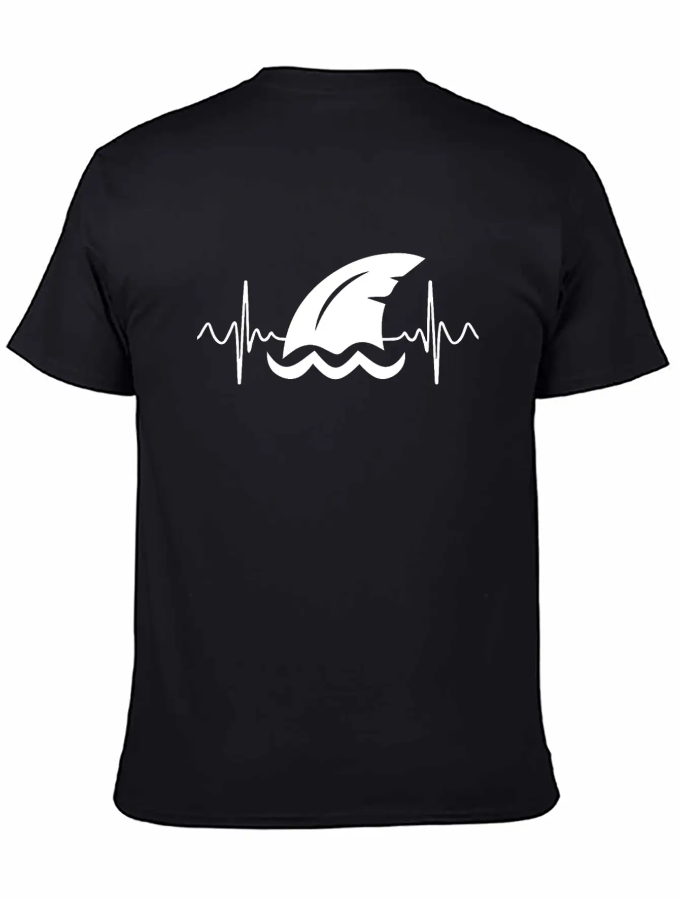 Shark Heart Line Diver Shark Fin Heartbeat Basic Graphic T-Shirt – Daily Comfort In Soft Cotton