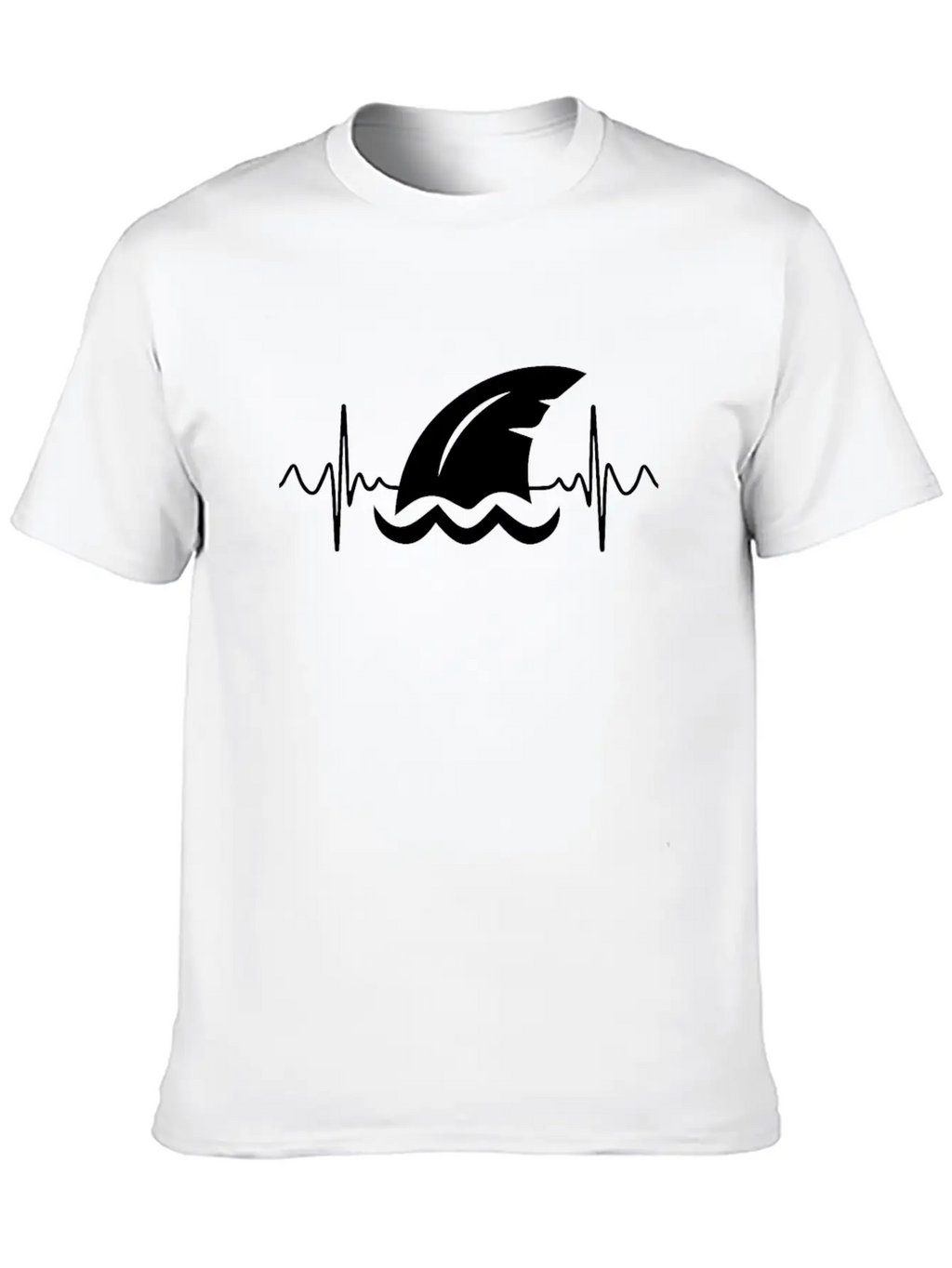 Shark Heart Line Diver Shark Fin Heartbeat Basic Graphic T-Shirt – Daily Comfort In Soft Cotton