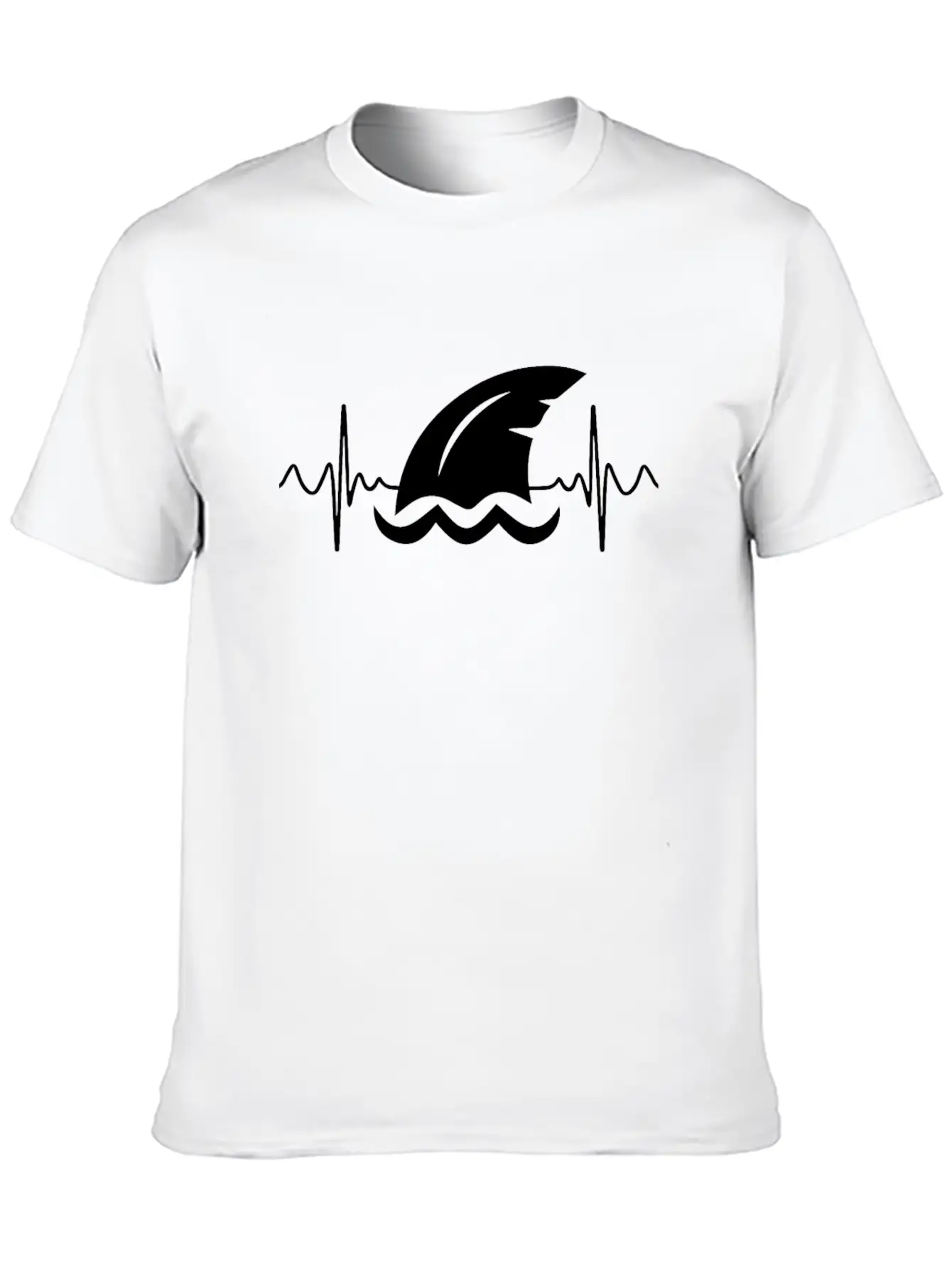 Shark Heart Line Diver Shark Fin Heartbeat Basic Graphic T-Shirt – Daily Comfort In Soft Cotton