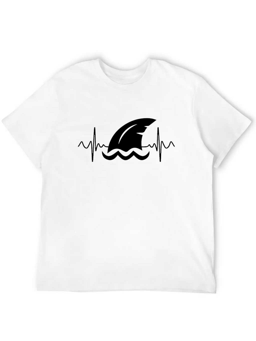 Shark Heart Line Diver Shark Fin Heartbeat Basic Graphic T-Shirt – Daily Comfort In Soft Cotton