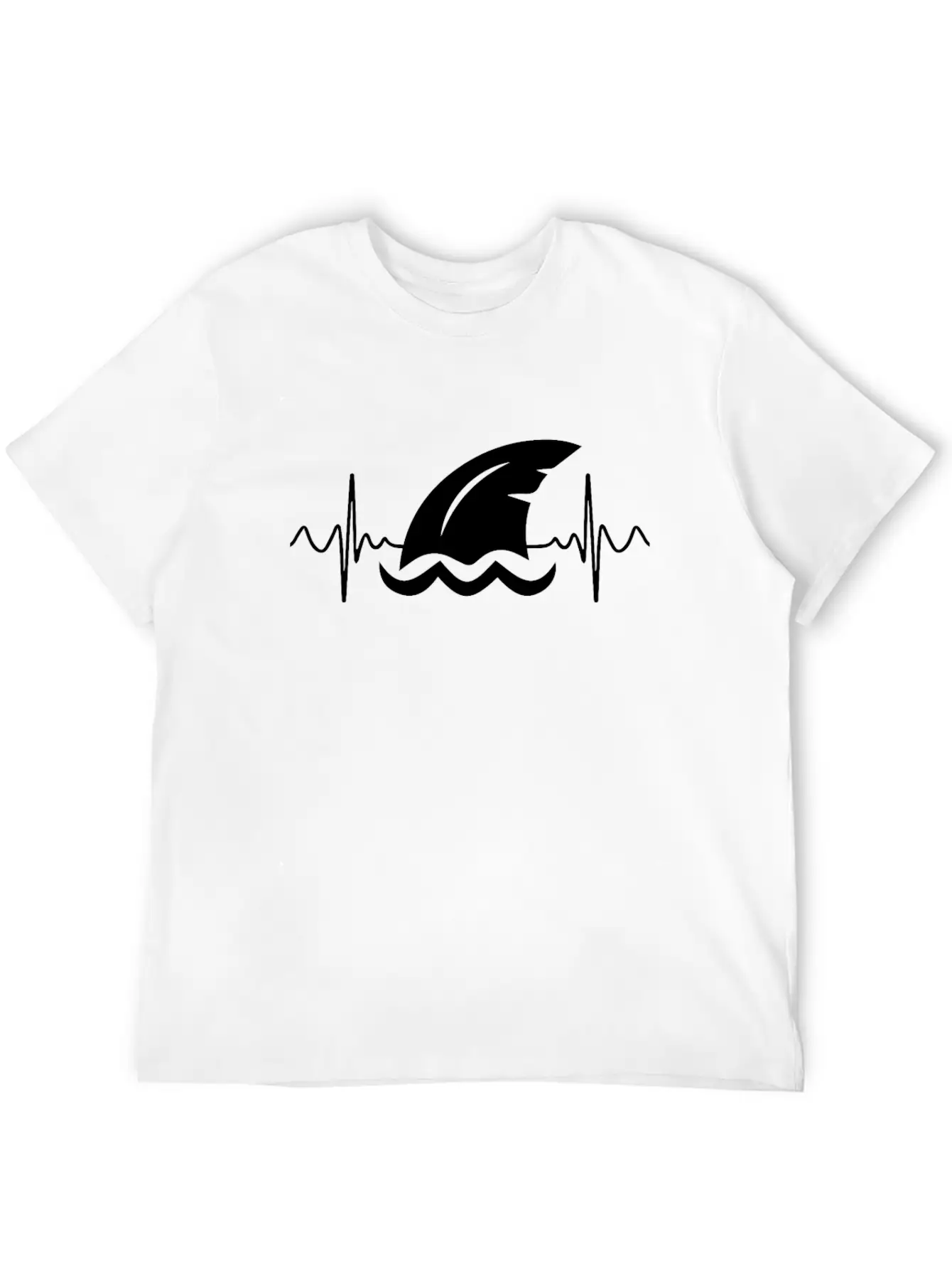 Shark Heart Line Diver Shark Fin Heartbeat Basic Graphic T-Shirt – Daily Comfort In Soft Cotton