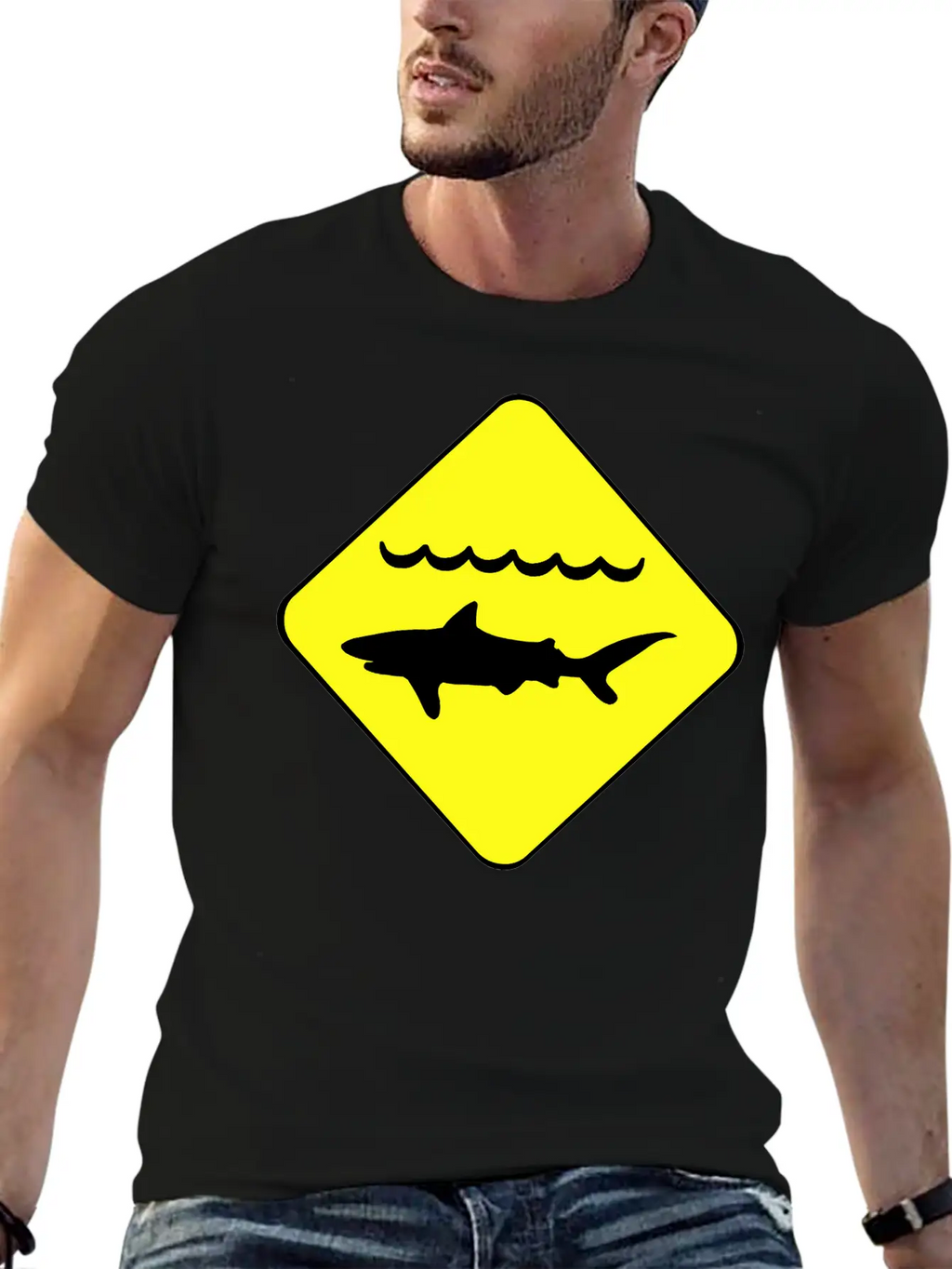 Shark Warning Symbol Classic Cotton Tee – Unisex Comfort For Any Season