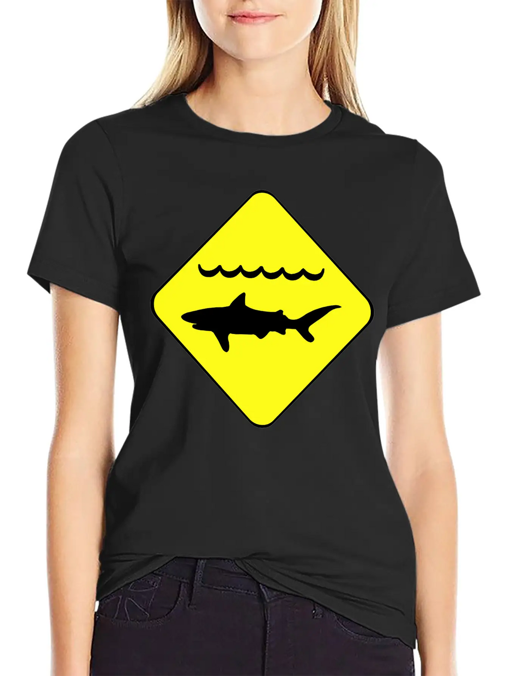 Shark Warning Symbol Classic Cotton Tee – Unisex Comfort For Any Season