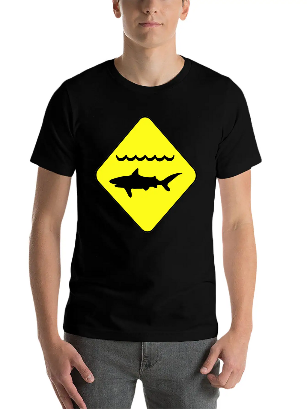Shark Warning Symbol Classic Cotton Tee – Unisex Comfort For Any Season