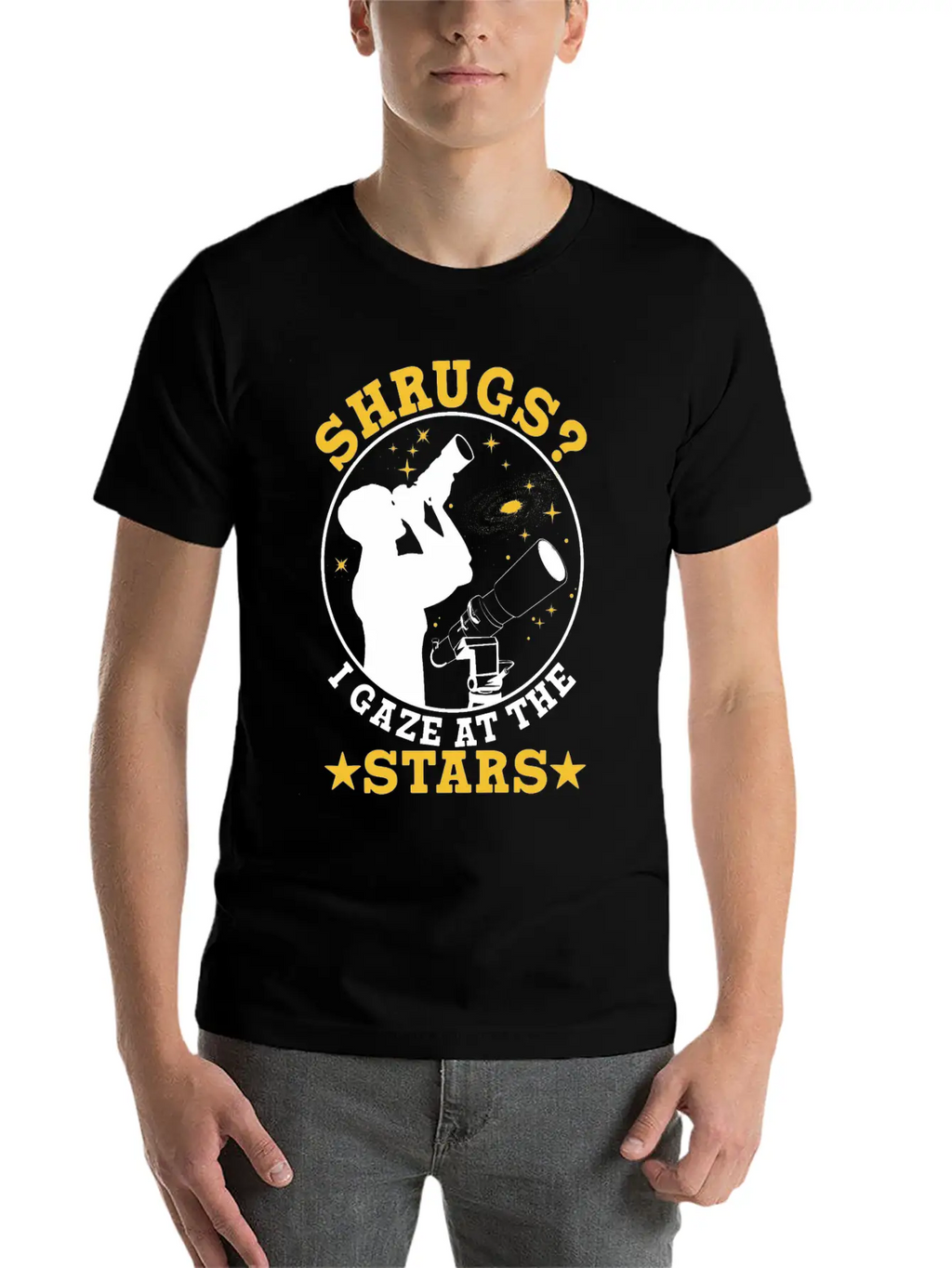 Shrugs? Gaze At The Stars Basic Graphic T-Shirt – Daily Comfort In Soft Cotton