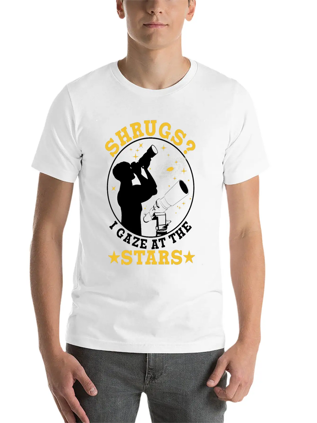Shrugs? Gaze At The Stars Basic Graphic T-Shirt – Daily Comfort In Soft Cotton