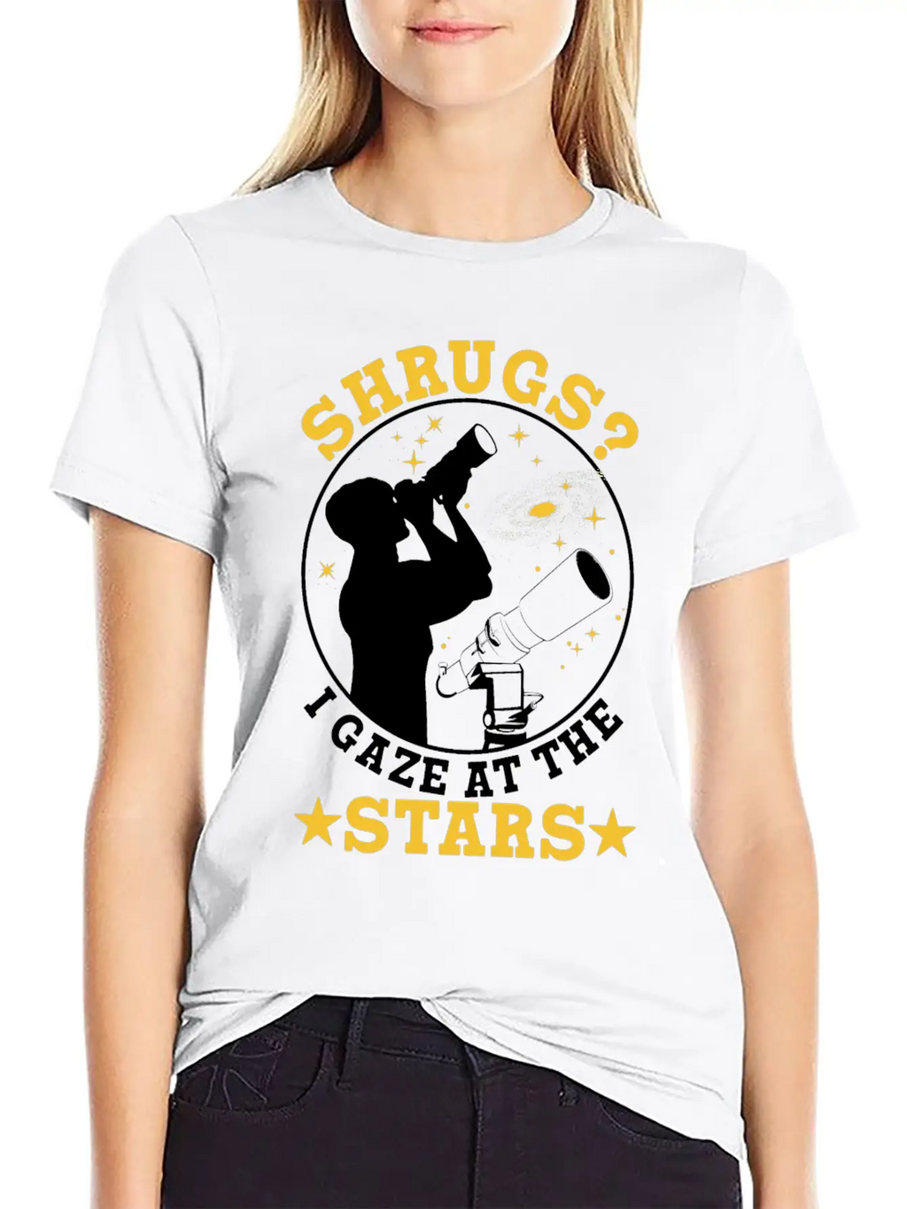 Shrugs? Gaze At The Stars Basic Graphic T-Shirt – Daily Comfort In Soft Cotton