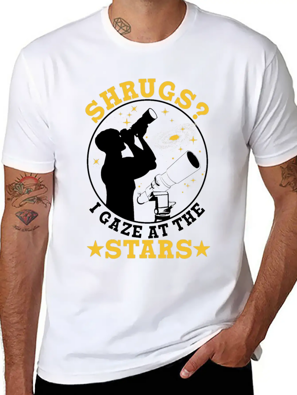 Shrugs? Gaze At The Stars Basic Graphic T-Shirt – Daily Comfort In Soft Cotton