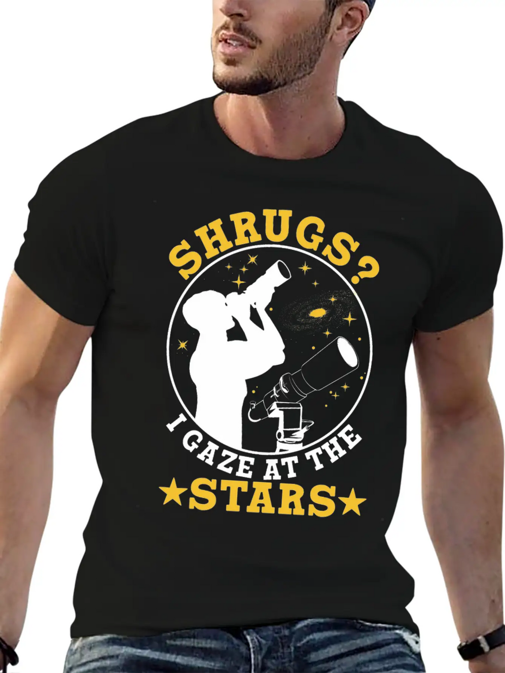 Shrugs? Gaze At The Stars Basic Graphic T-Shirt – Daily Comfort In Soft Cotton