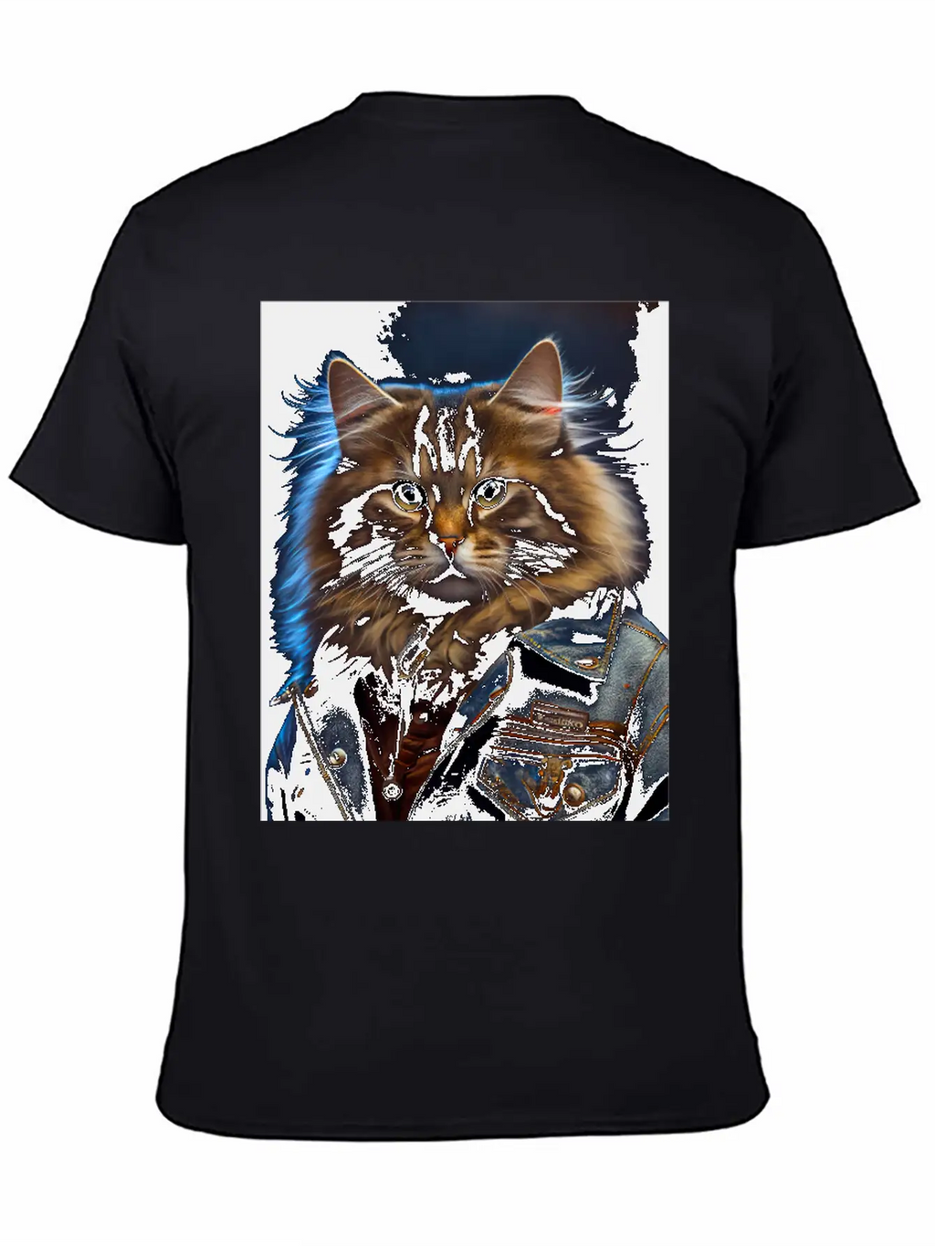 Siberian Cat Breed Portrait Wears A Leather Jacket Stylish Everyday T-Shirt – Unisex Basic Cotton Tee