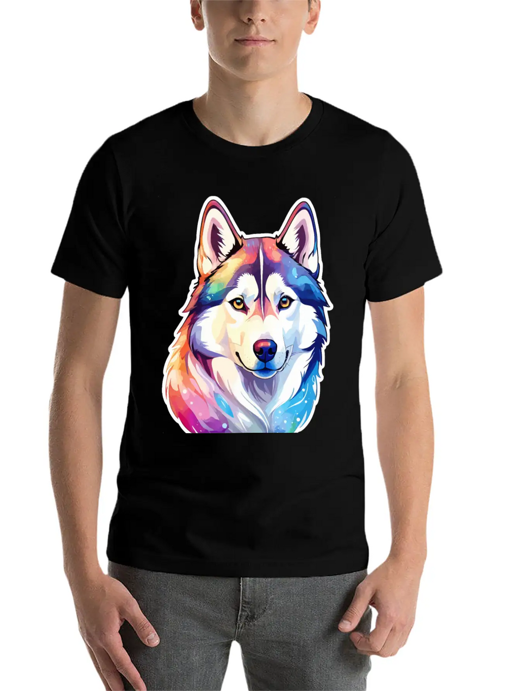 Siberian Husky Watercolor Stylish Everyday T-Shirt – Unisex Basic Cotton Tee