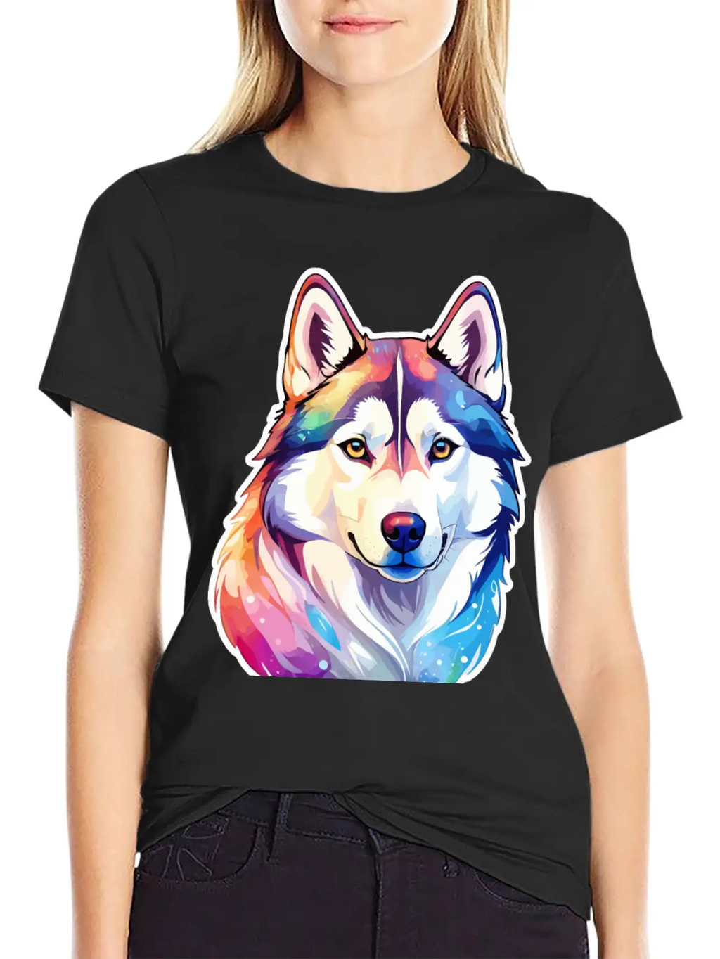 Siberian Husky Watercolor Stylish Everyday T-Shirt – Unisex Basic Cotton Tee