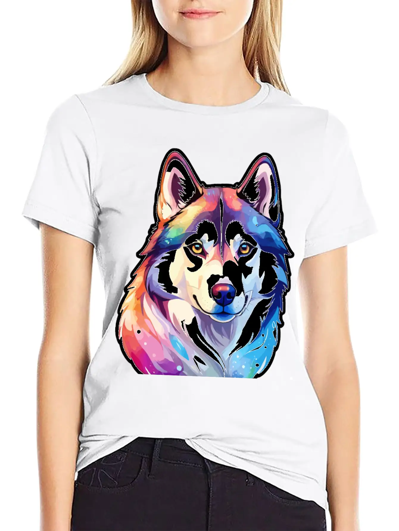 Siberian Husky Watercolor Stylish Everyday T-Shirt – Unisex Basic Cotton Tee