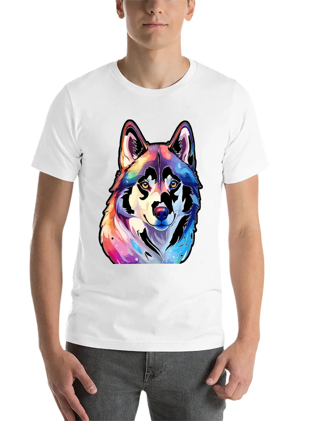 Siberian Husky Watercolor Stylish Everyday T-Shirt – Unisex Basic Cotton Tee