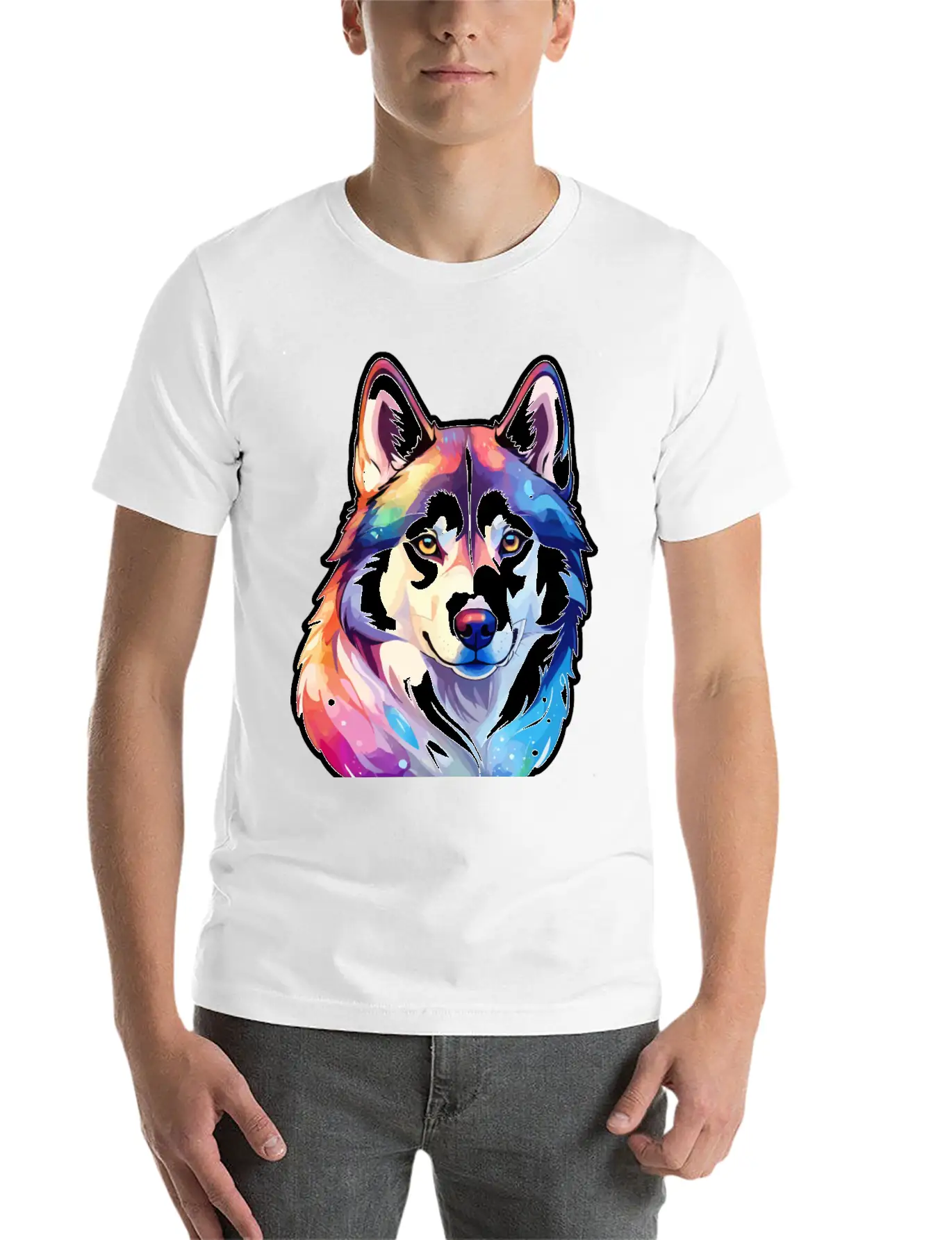 Siberian Husky Watercolor Stylish Everyday T-Shirt – Unisex Basic Cotton Tee