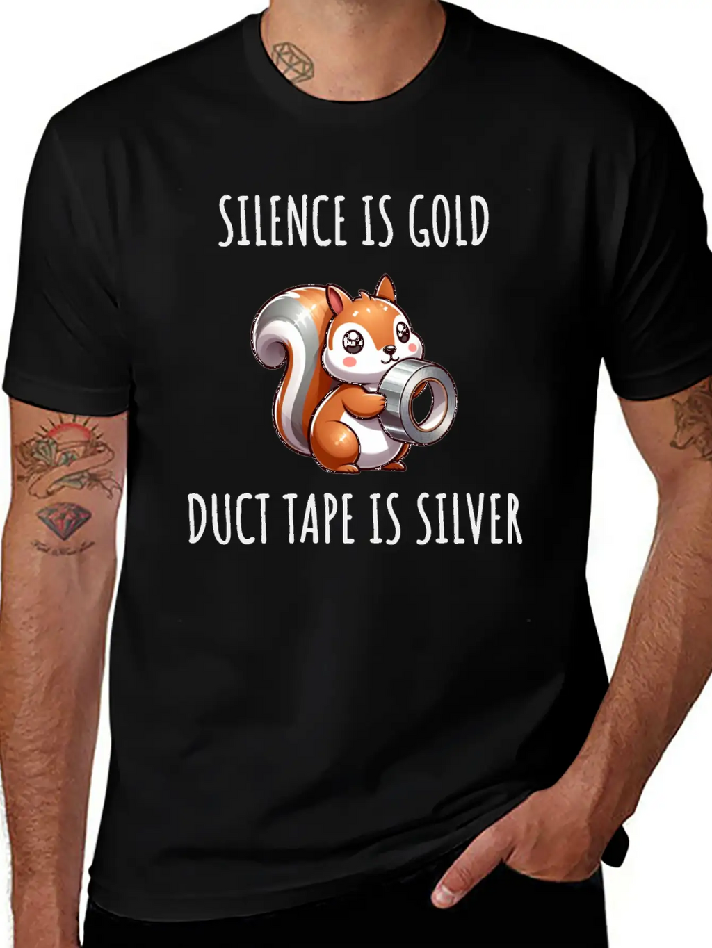 Silence Is Golden Duct Tape Is Silver Squirrel Modern Fit Casual T-Shirt – Clean And Versatile Design