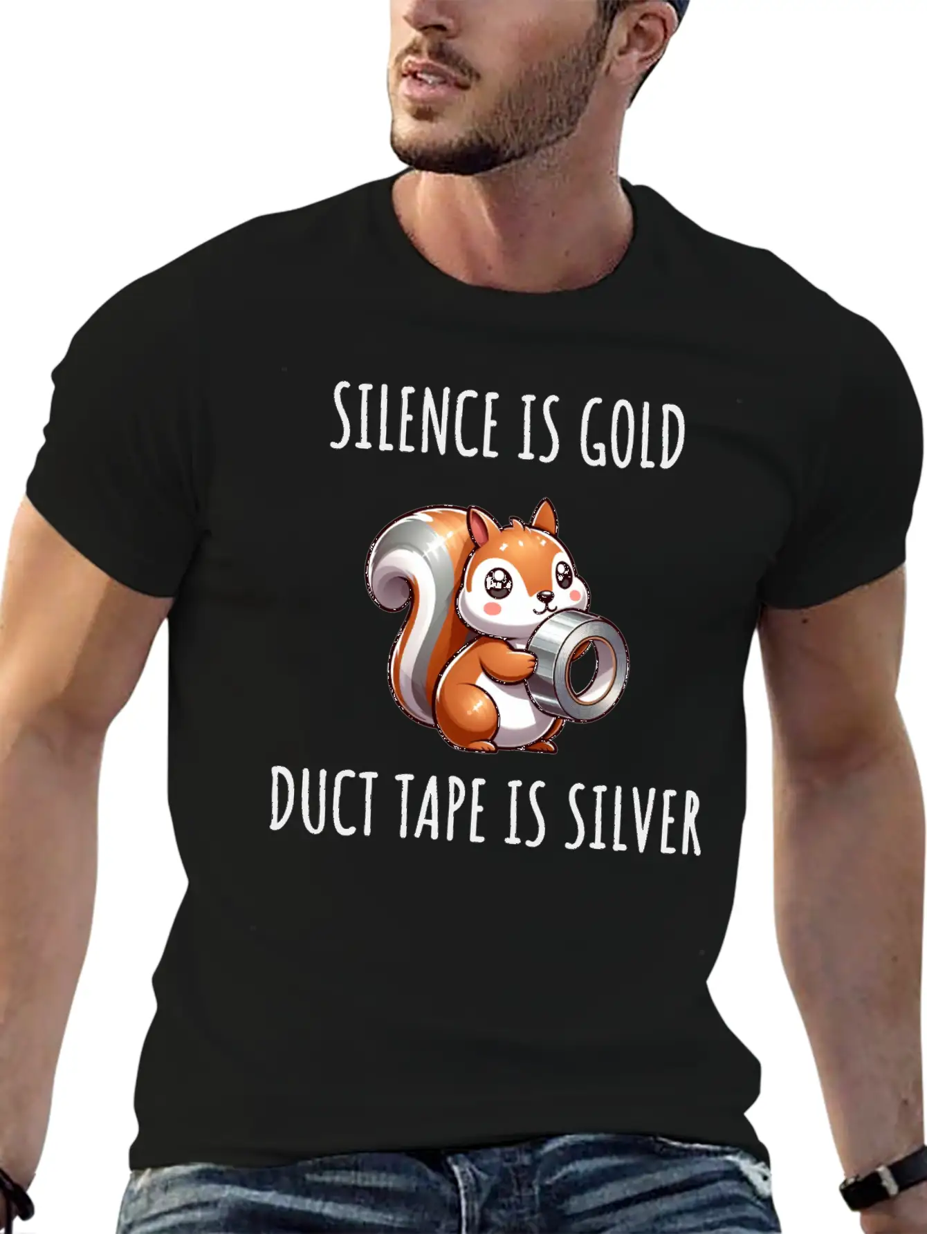 Silence Is Golden Duct Tape Is Silver Squirrel Modern Fit Casual T-Shirt – Clean And Versatile Design