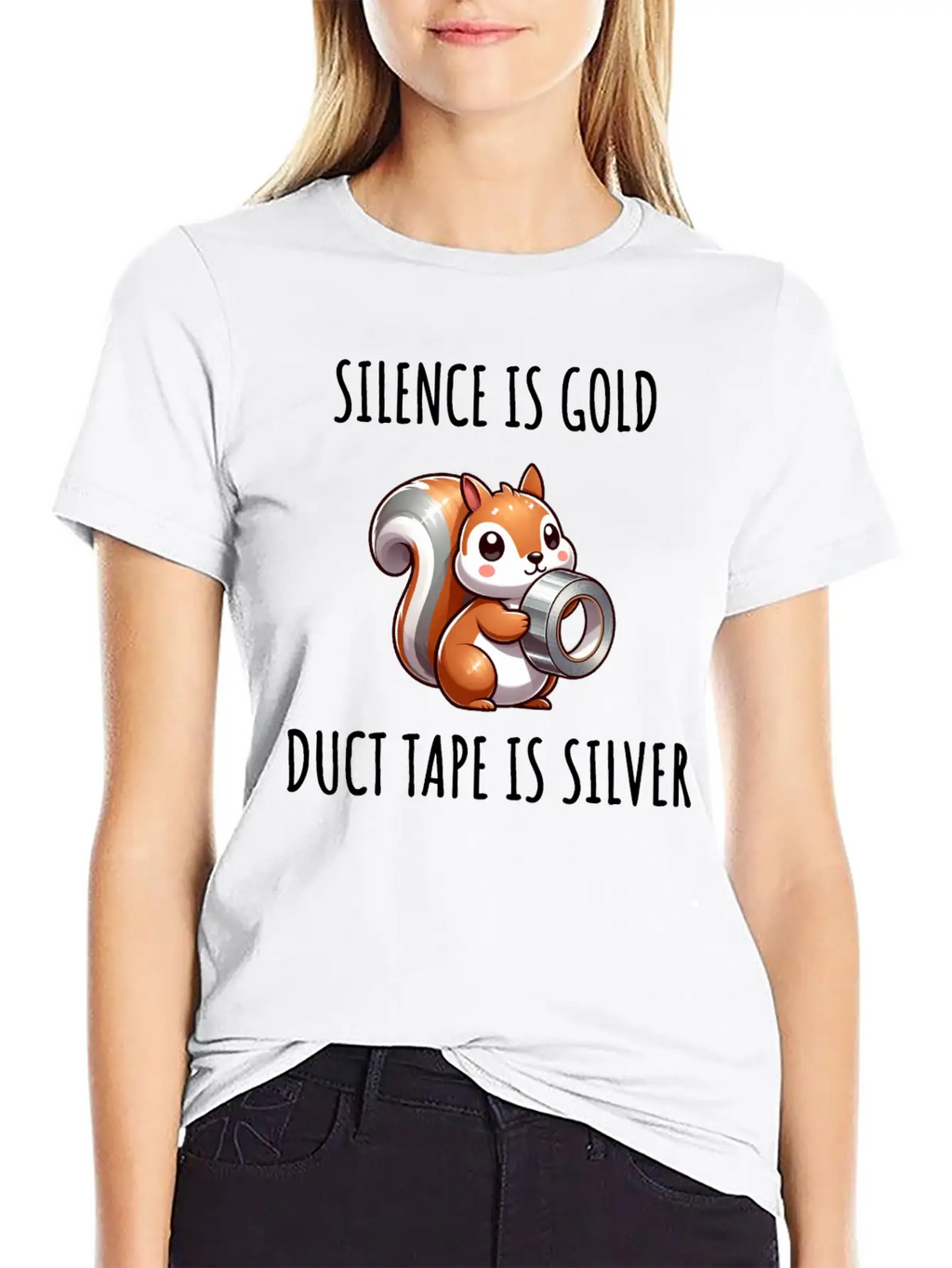 Silence Is Golden Duct Tape Is Silver Squirrel Modern Fit Casual T-Shirt – Clean And Versatile Design