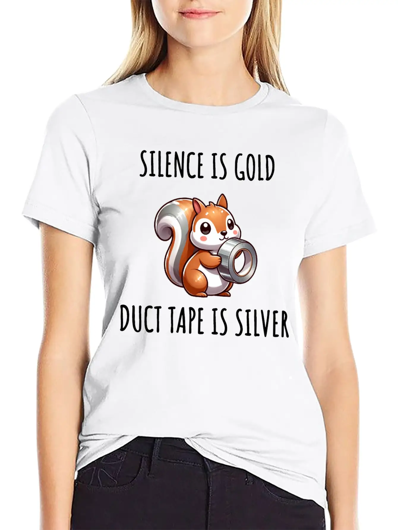 Silence Is Golden Duct Tape Is Silver Squirrel Modern Fit Casual T-Shirt – Clean And Versatile Design